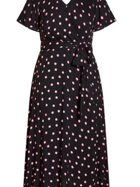 City Chic Women's Plus Size Sashay Spot Faux Wrap Midi Dress